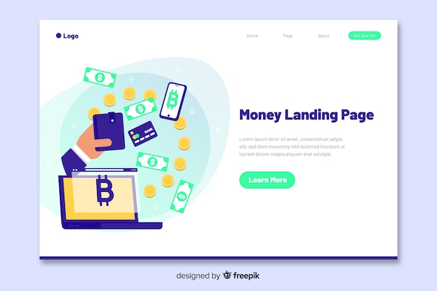 Money concept landing page