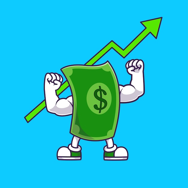 Money Growth Strong Graphic Cartoon Vector Icon Illustration Business Finance Isolated Flat Vector