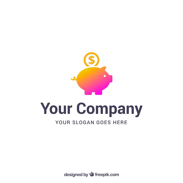 Money logo template with piggybank