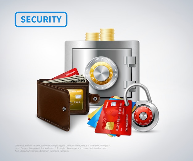 Free vector money realistic security set