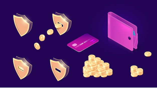 Free vector money transfer icons isometric