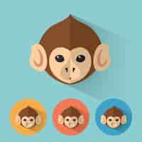 Free vector monkey animal portrait