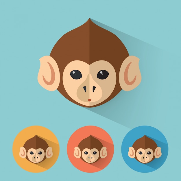 Free Vector monkey animal portrait