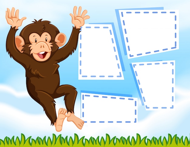 Free Vector a monkey on blank note