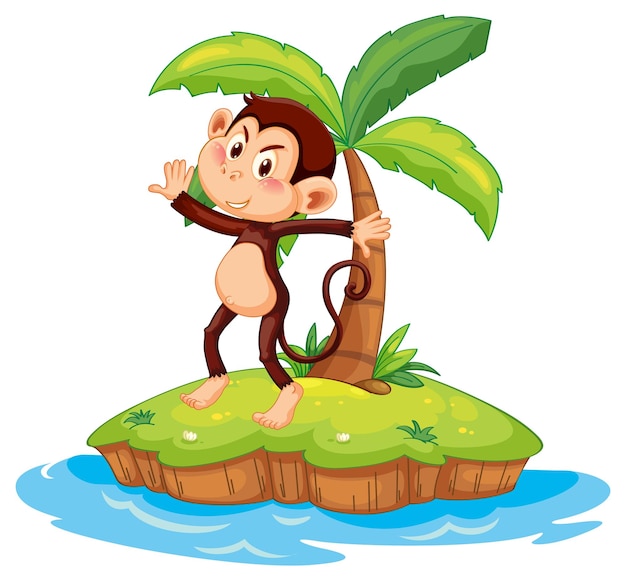 Free Vector a monkey cartoon character on isolated island