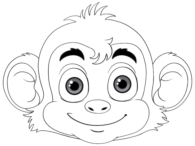 Free Vector monkey cartoon character outline for coloring