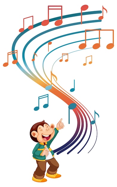 Free Vector monkey cartoon character with music note