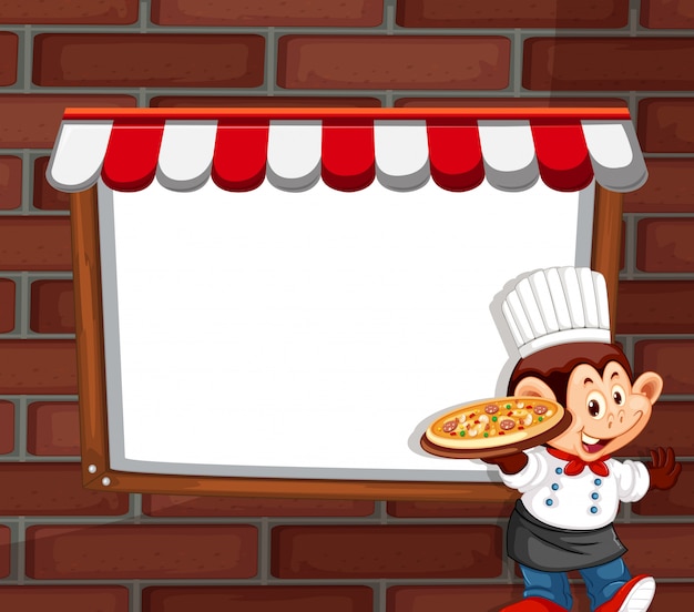 A monkey chef character with copyspace