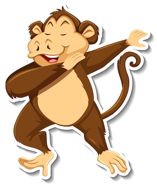 Free Vector monkey dancing animal cartoon sticker