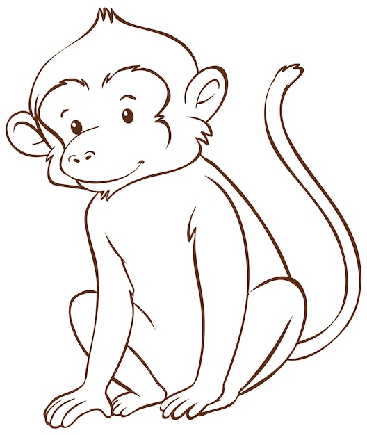 Monkey in doodle simple style on white background