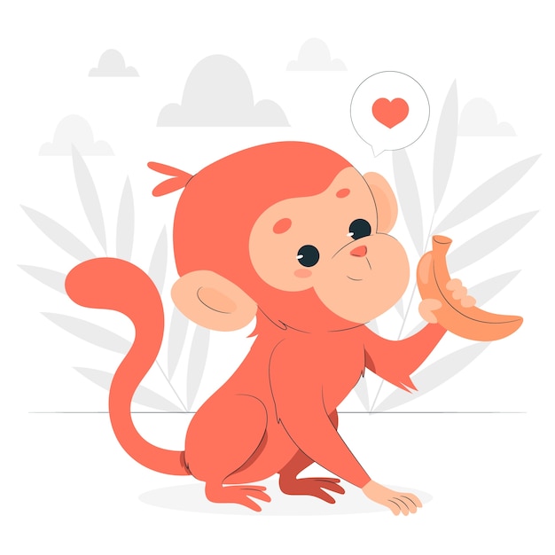 Free Vector monkey holding banana concept illustration