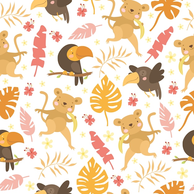 monkey and parrot pattern