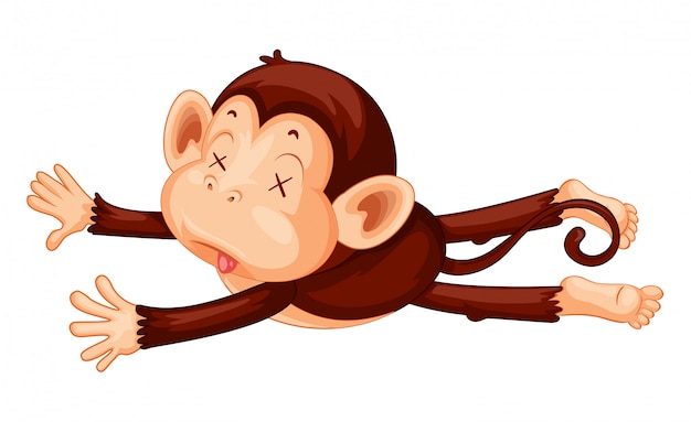 Free Vector a monkey playdead on white background