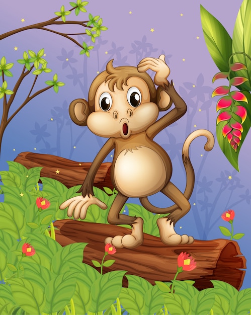 Free Vector a monkey playing in the garden