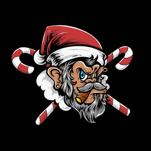 Free Vector monkey santa claus vector logo