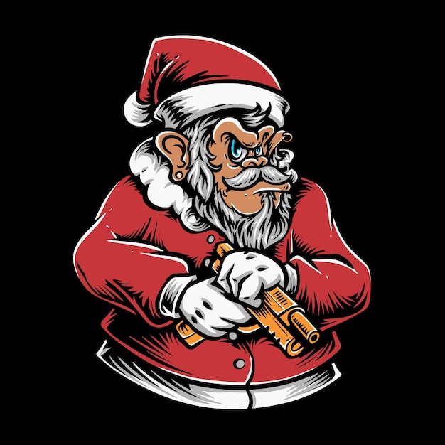 Free Vector monkey santa holding gun vector