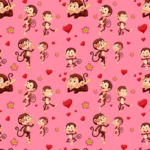 Monkey seamless pattern background