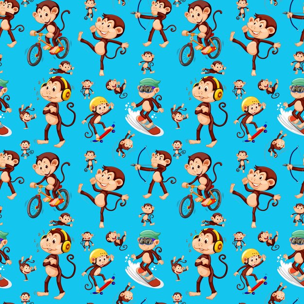 Monkey seamless pattern background