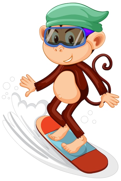 Free Vector monkey on skateboard cartoon character