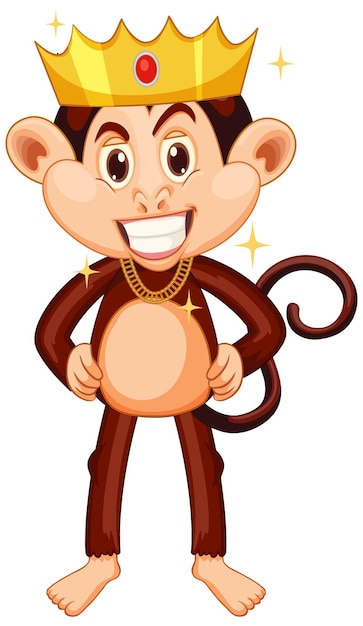 Free Vector monkey wearing crown cartoon character