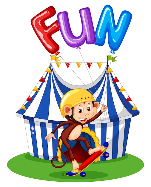 Free Vector monkey with balloon for word fun