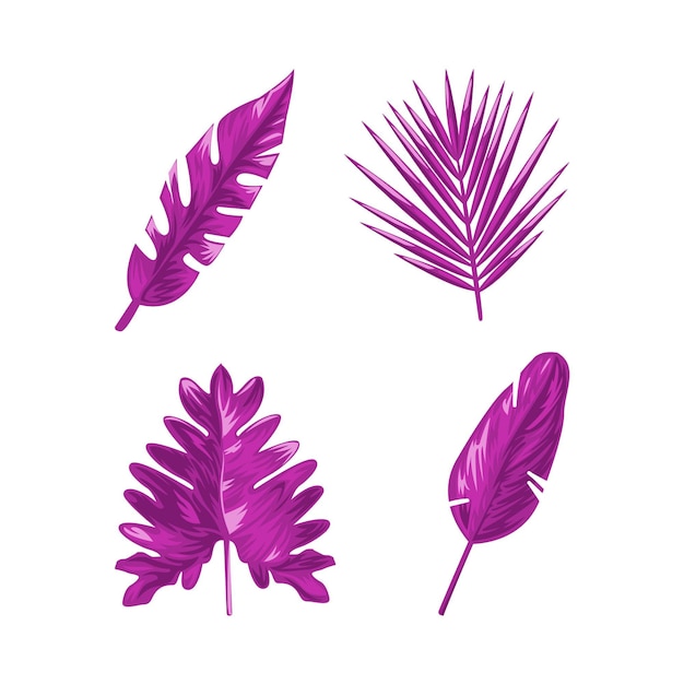 Free vector monochromatic tropical leaves set