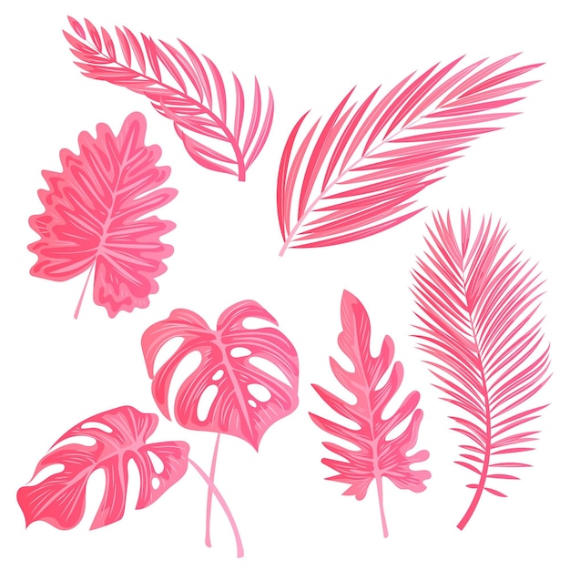 Free Vector monochromatic tropical leaves