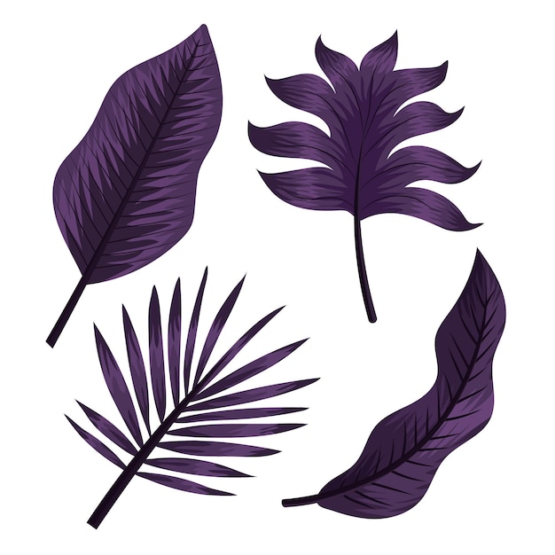 Free Vector monochromatic tropical leaves