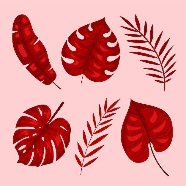 Free Vector monochromatic tropical leaves