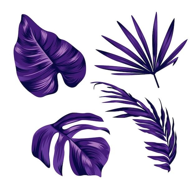 Free Vector monochromatic tropical leaves