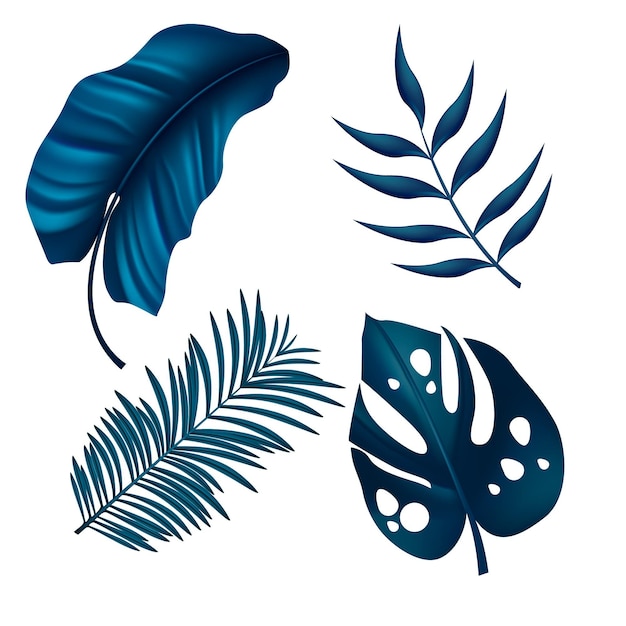 Free Vector monochromatic tropical leaves