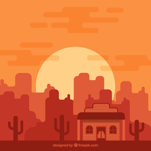 Monochromatic wild west background in flat design