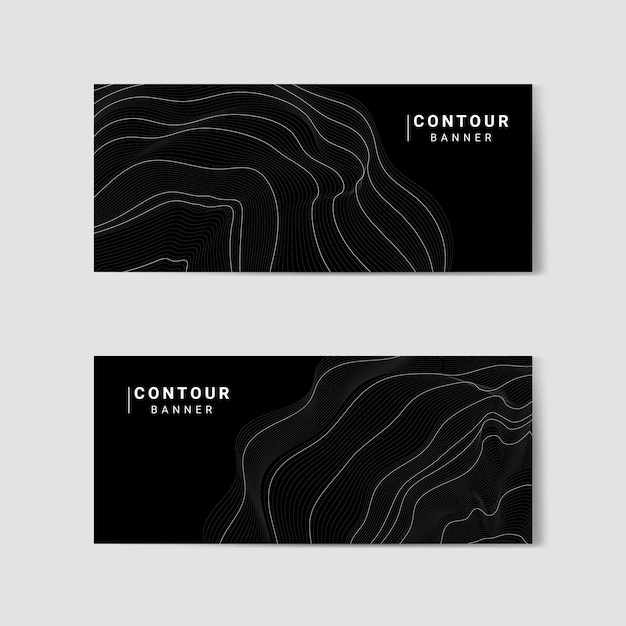 Monochrome abstract contour lines set