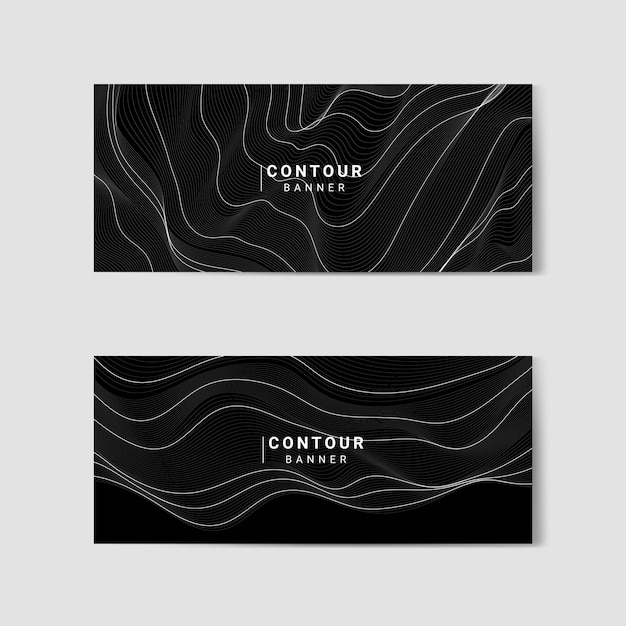 Free Vector monochrome abstract contour lines set