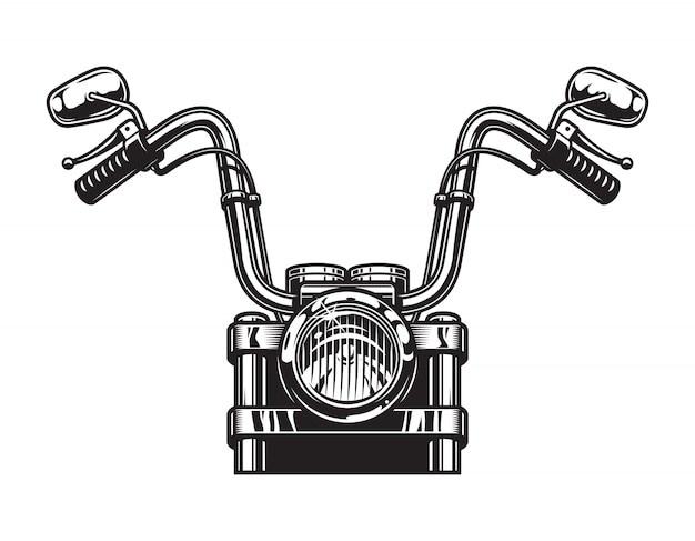 Monochrome classic motorcycle front view concept