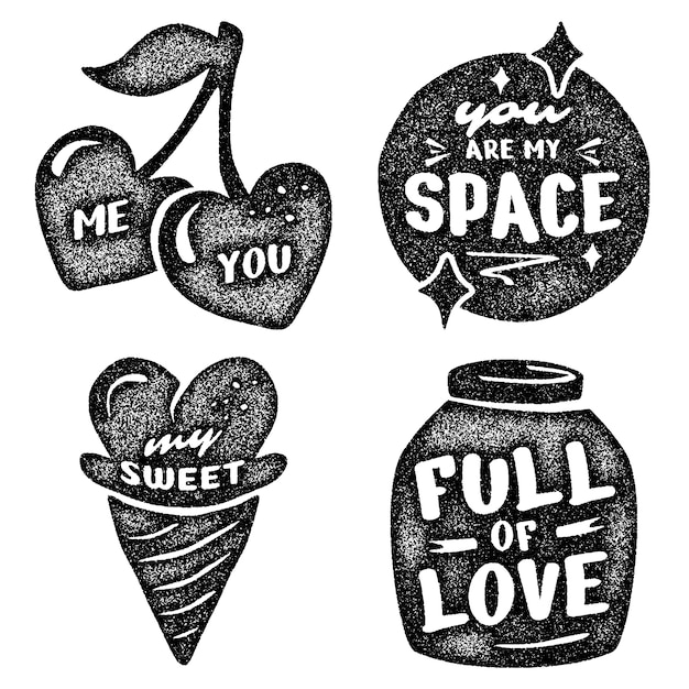 Free vector monochrome couple stickers collection