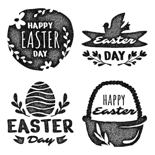 Free Vector monochrome easter stickers collection