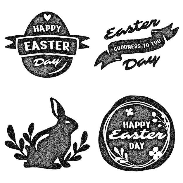 Monochrome easter stickers collection