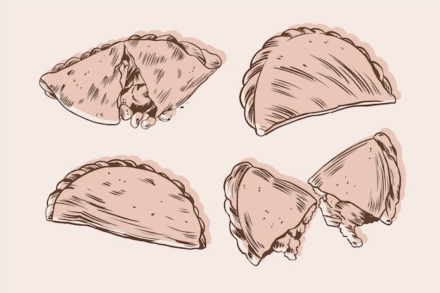 Free Vector monochrome empanada collection concept