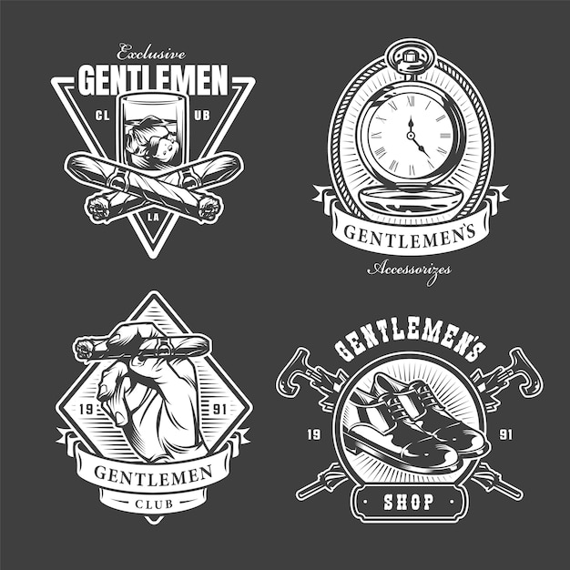 Free Vector monochrome gentleman club labels