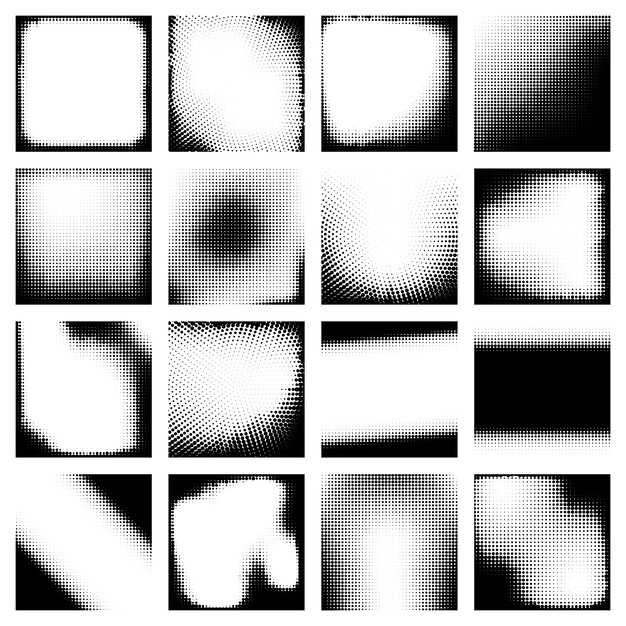 Monochrome Halftone Effects Designs Set