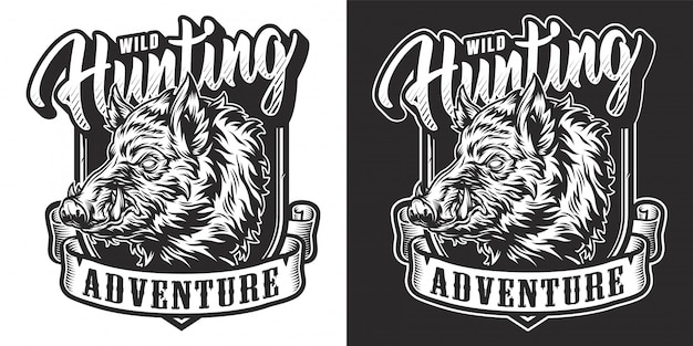 Free Vector monochrome hunting vintage label