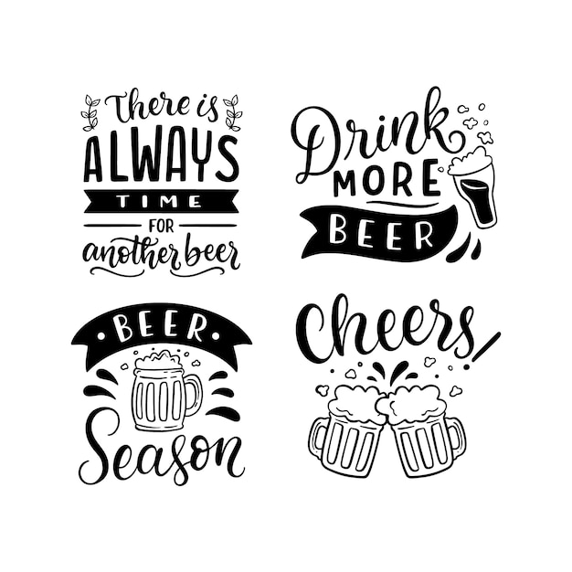 Monochrome lettering beer stickers collection