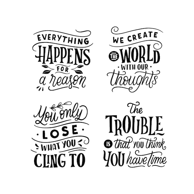 Free vector monochrome lettering buddha stickers collection