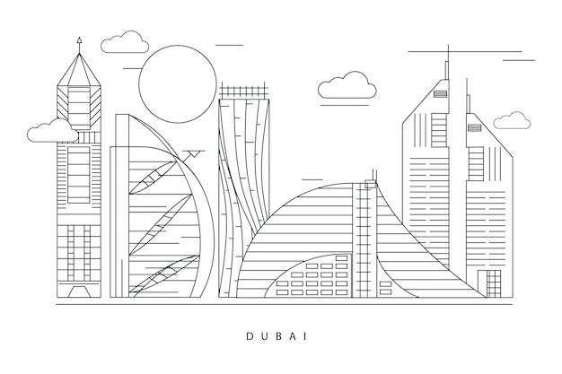 Free Vector monochrome outline landmarks skyline design