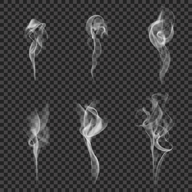 Free vector monochrome realistic smoke set