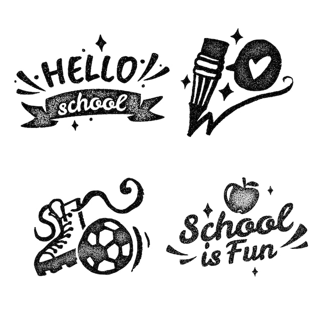 Free vector monochrome school stickers collection