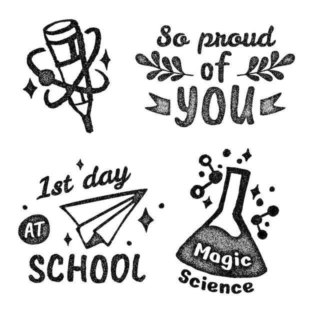 Free Vector monochrome school stickers collection