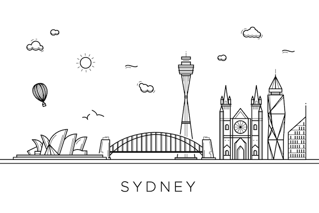 Monochrome style for outline landmarks skyline