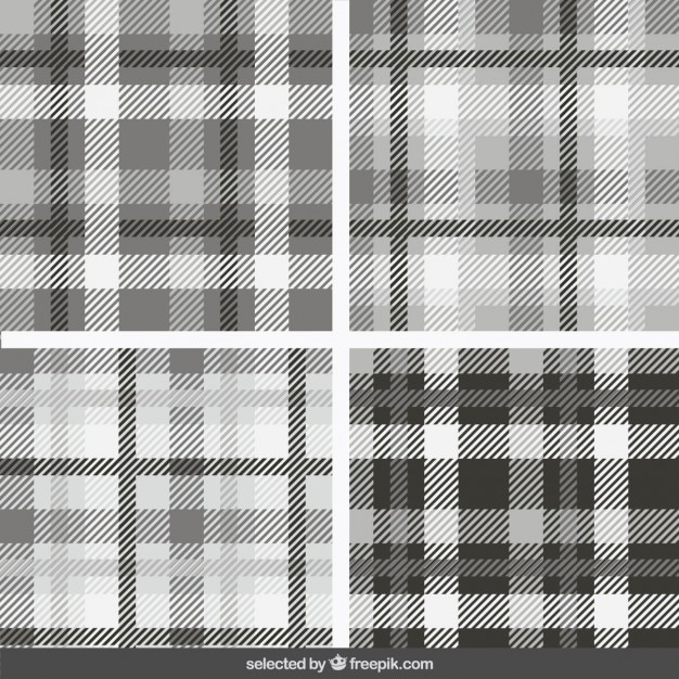 Free vector monochrome tartan patterns collection